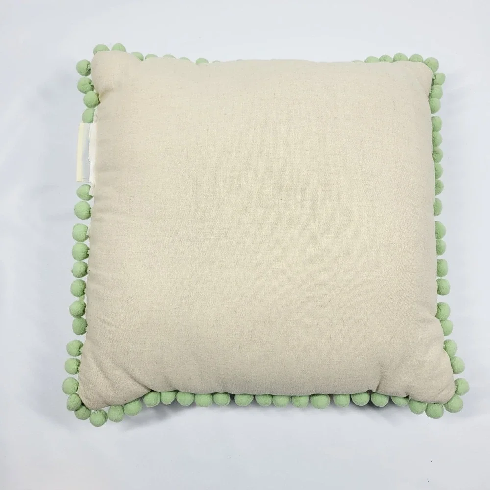 Pottery Barn Kids Floral Dot Ribbon Striped Throw Pillow Pom Pom Discontinued
